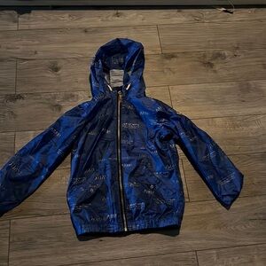 Joules boys 7-8 blue shark print rain jacket